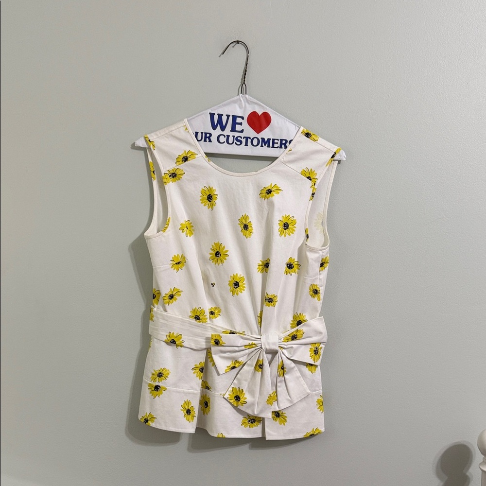 Kate Spade White Top with Sunflower Print